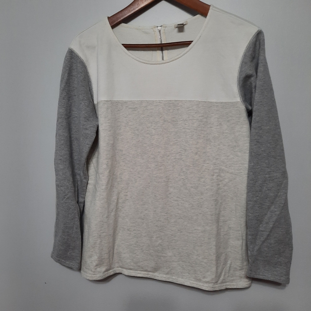 J. Crew Colorblock Grey and White Sweater